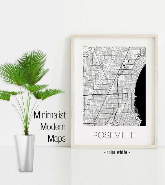 Roseville Michigan Roseville MI Map Roseville Map Roseville Etsy