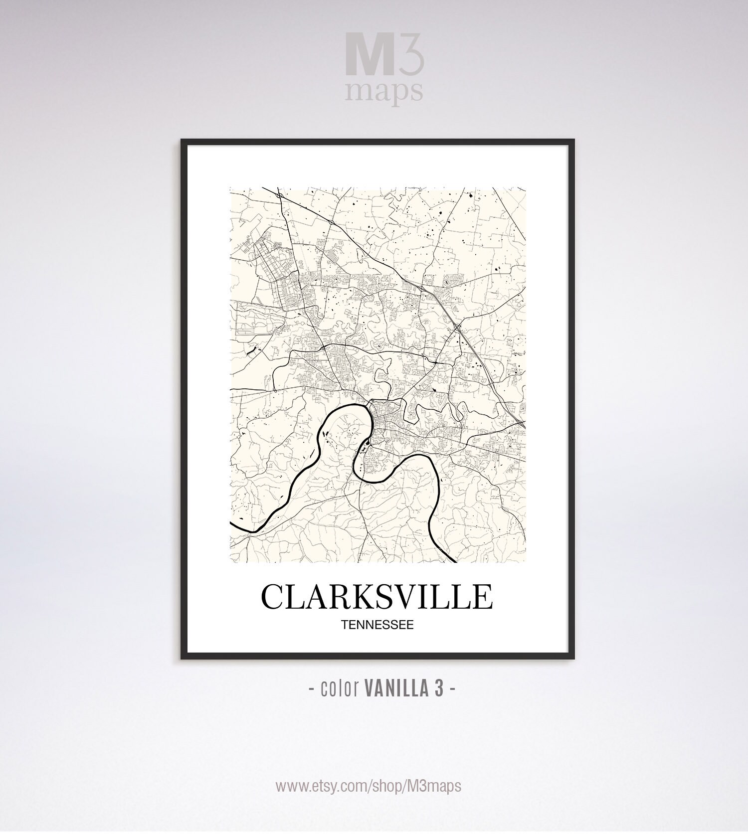 Clarksville Clarksville TN Map Clarksville Modern Art Print | Etsy