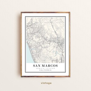 Mapa San Marcos w Kalifornii, mapa San Marcos w Kalifornii, mapa miasta San Marcos, wydruk San Marcos, plakat San Marcos, sztuka San Marcos, mapa San Marcos