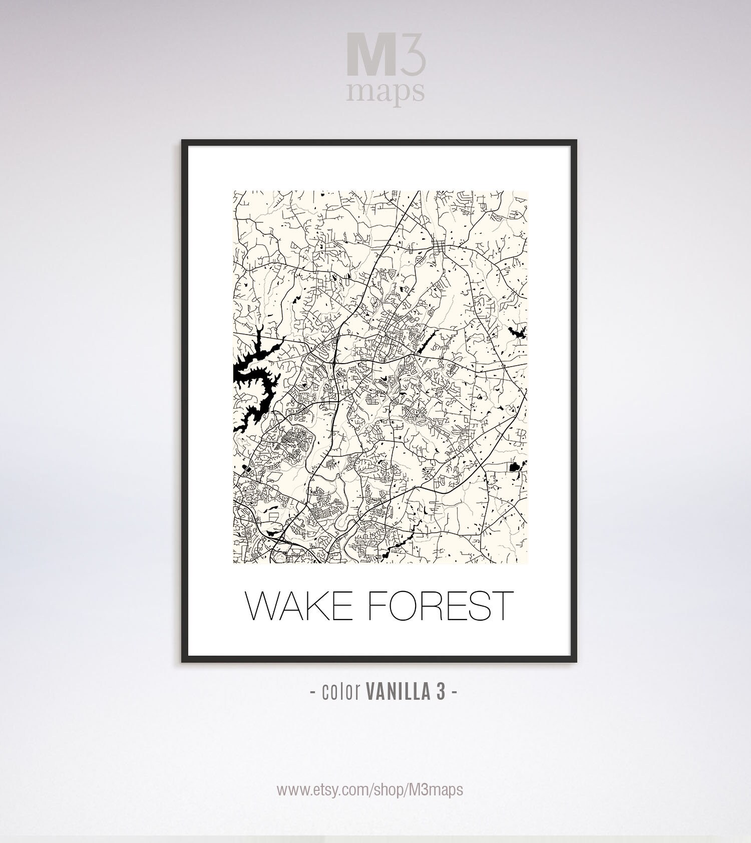 Wake Forest North Carolina Wake Forest SC Map Wake Forest Etsy