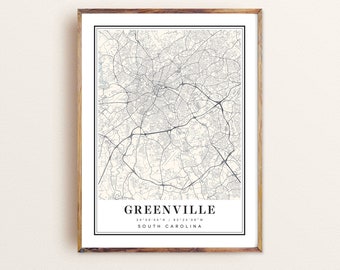 Greenville South Carolina City Map Art Print
