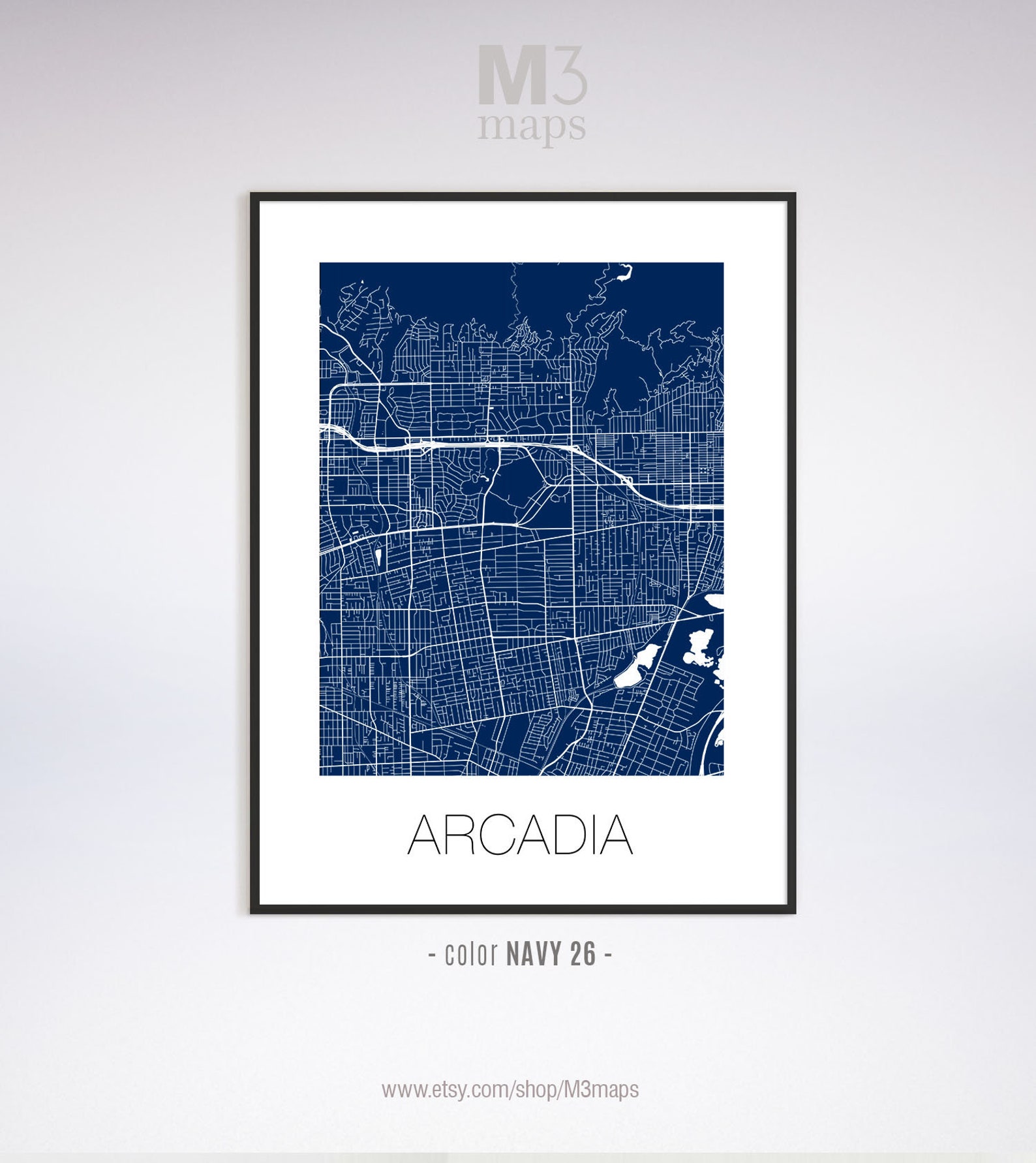 Arcadia California Arcadia CA Map Arcadia Map Arcadia Etsy