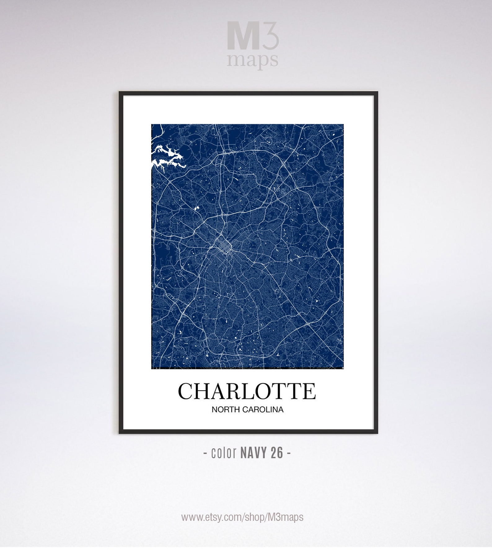 Charlotte Charlotte NC Map Charlotte Modern Art Print Etsy
