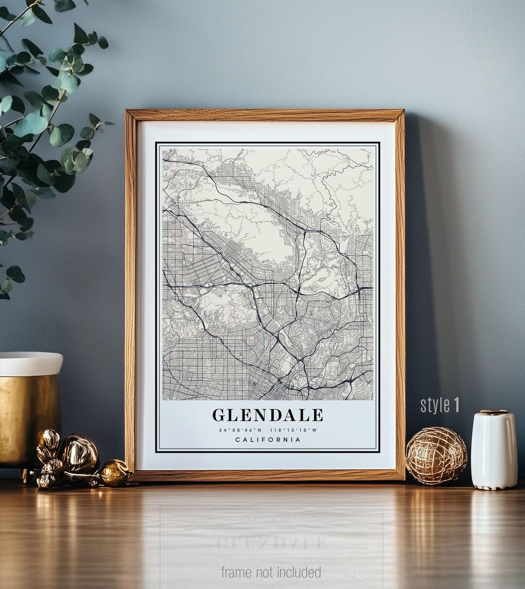 Glendale CA California Map Wall Art City Poster Print Decor - Etsy