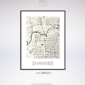 Shawnee Kansas Shawnee KS Map Shawnee Map Shawnee Print - Etsy