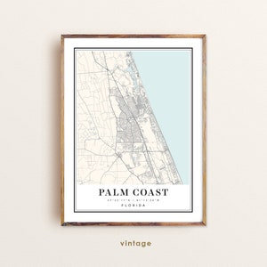 Palm Coast Florida-kaart, Palm Coast FL-kaart, Palm Coast-stadskaart, Palm Coast-afdruk, Palm Coast-poster, Palm Coast-kunst, Palm Coast aangepaste kaart