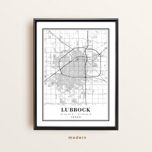 Lubbock Texas Map, Lubbock TX Map, Lubbock City Map, Lubbock Print, Lubbock Poster, Lubbock Art ...