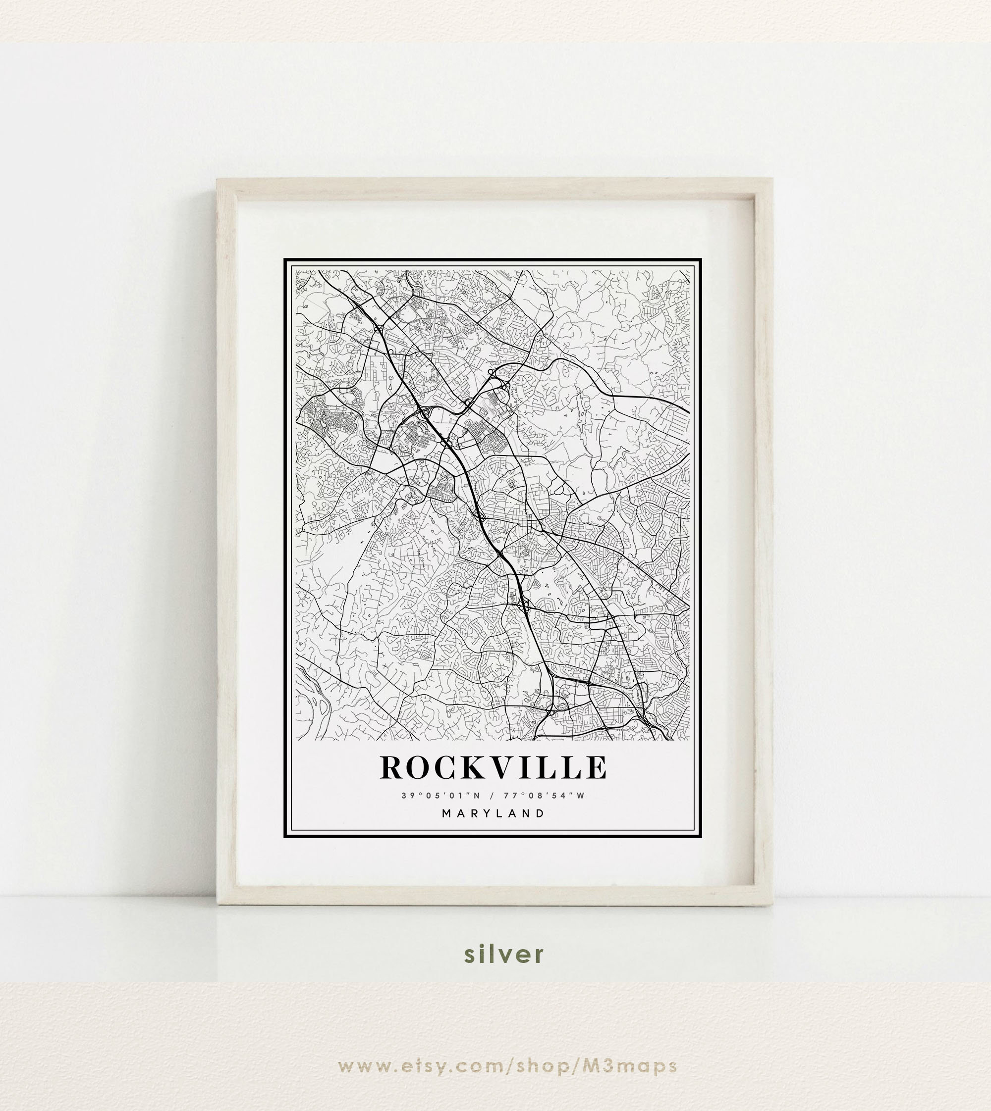 Rockville Maryland Map Rockville MD Map Rockville City Map Etsy