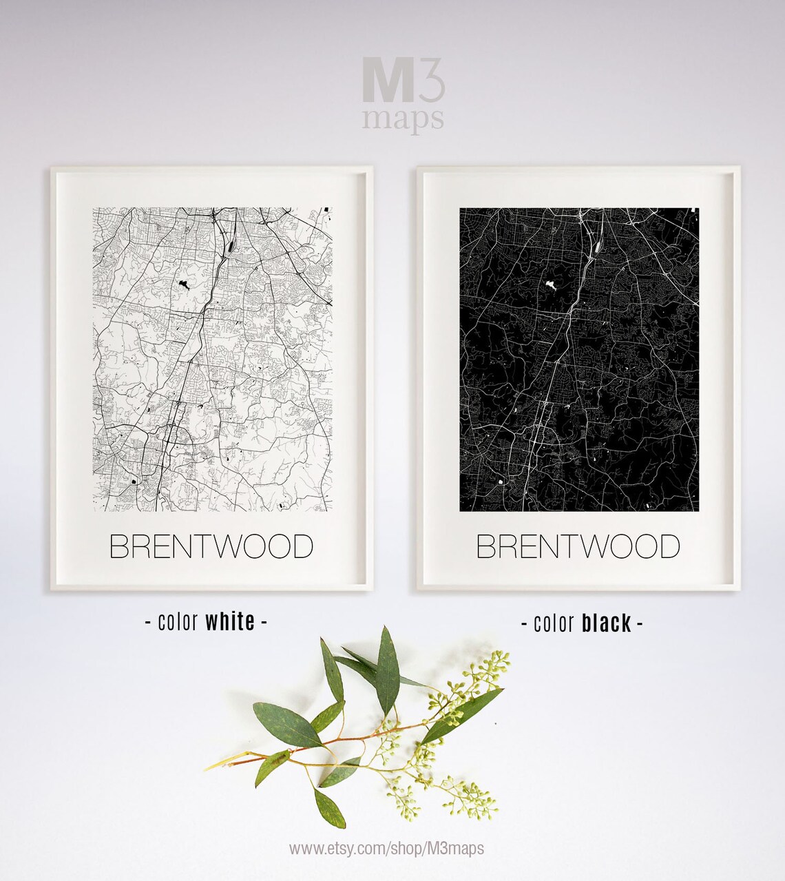 Brentwood Tennessee Brentwood TN Map Brentwood Map | Etsy