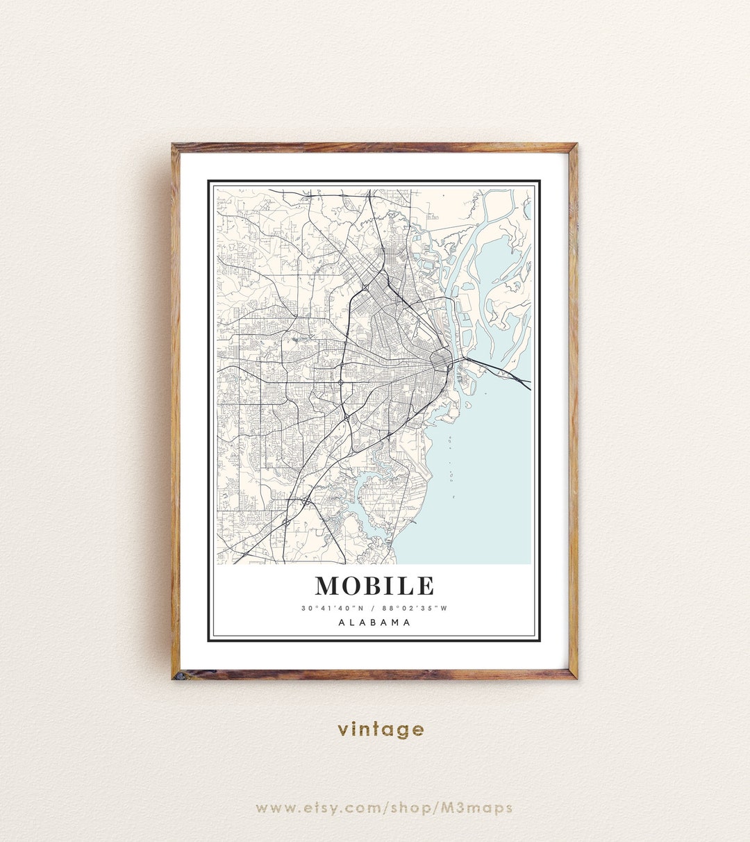 Mobile Alabama Map, Mobile AL Map, Mobile City Map, Mobile Print ...