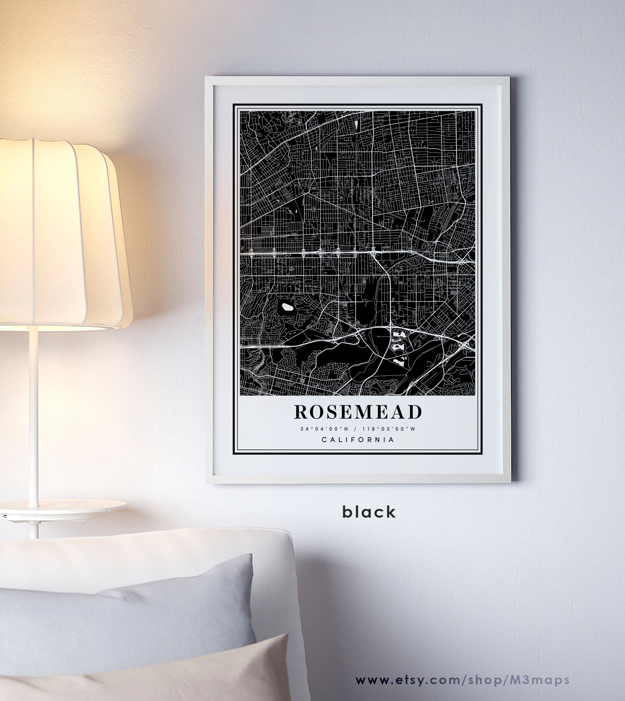 Rosemead California Map Rosemead CA Map Rosemead City Map Etsy