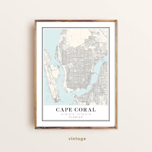 Mapa de Cape Coral, Flórida, mapa de Cape Coral, Flórida, mapa da cidade de Cape Coral, impressão de Cape Coral, pôster de Cape Coral, arte de Cape Coral, mapa personalizado de Cape Coral