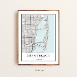 Miami Beach Kaart Florida, kaart Miami Beach FL, plattegrond Miami Beach, print Miami Beach, poster Miami Beach, Miami Beach-kunst, kaart Miami Beach