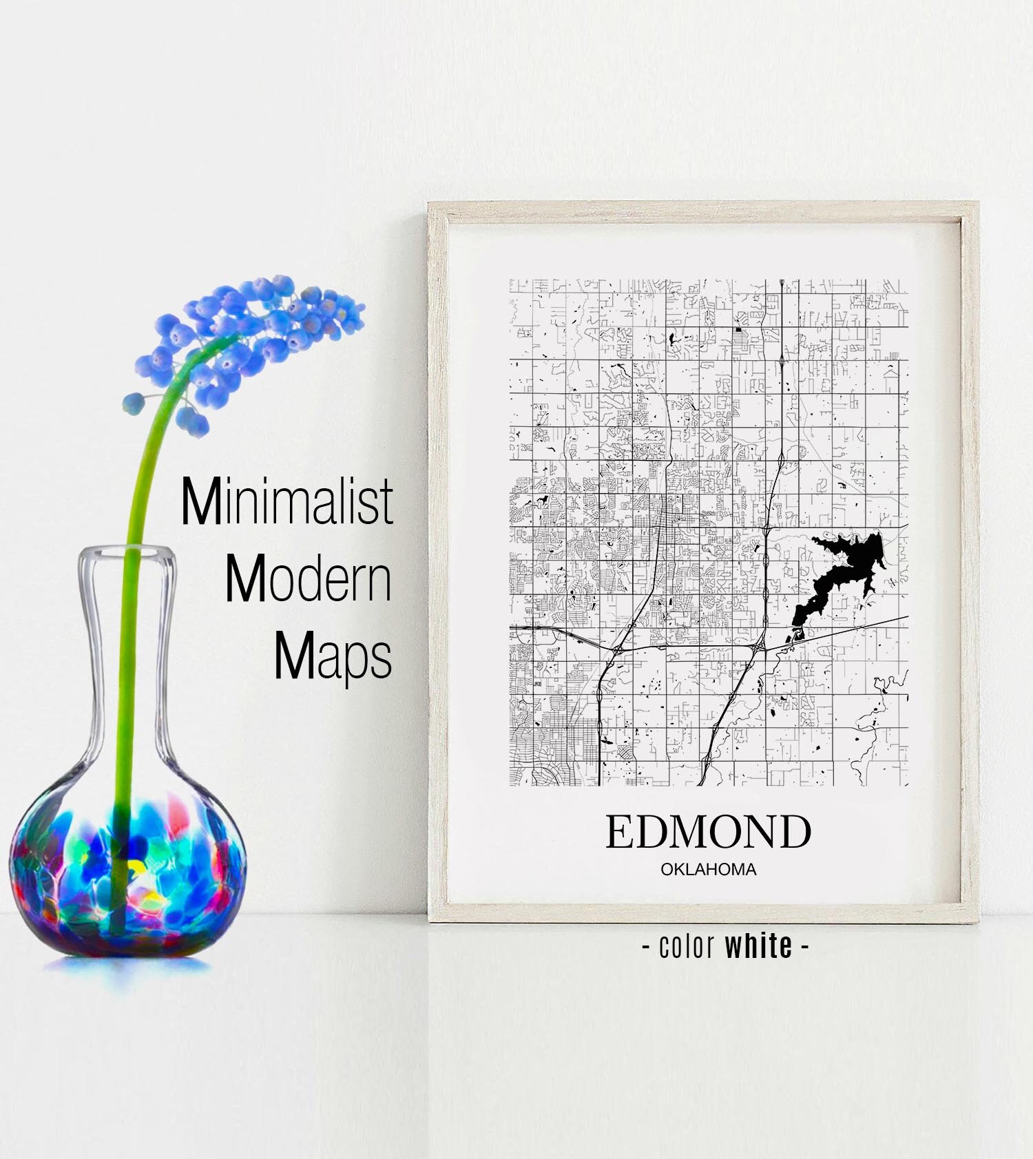 Edmond Edmond OK Map Edmond Modern Art Print Edmond Wall Etsy