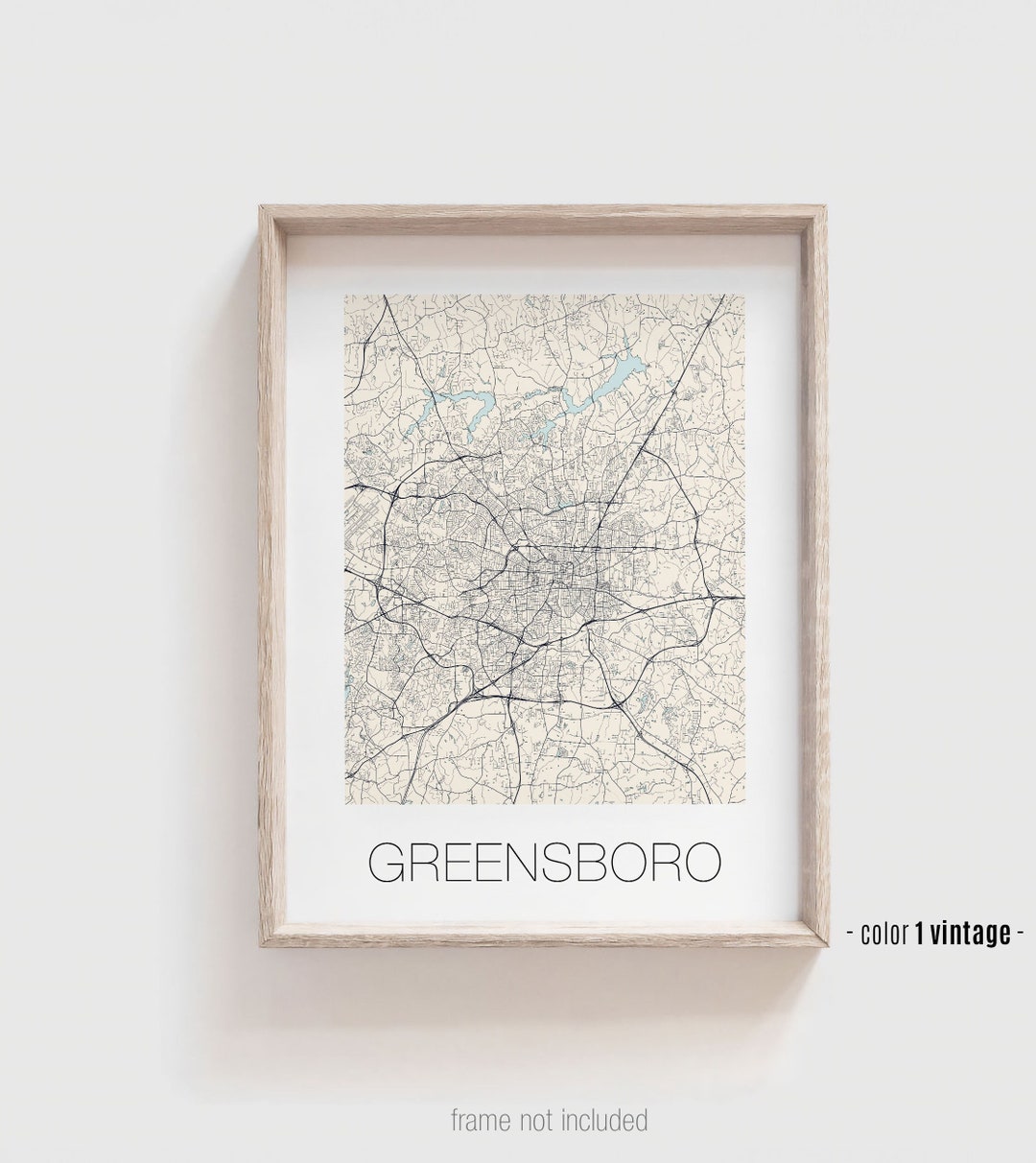 GREENSBORO NC City Map Poster, Greensboro North Carolina Street Map
