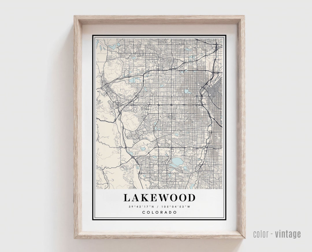 Lakewood CO Map Print - Lakewood Colorado City Poster - Personalized ...