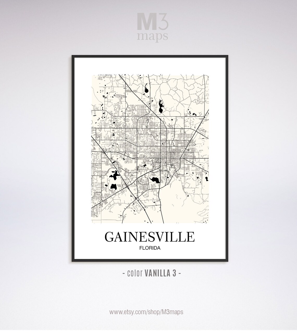 Gainesville Gainesville FL Map Gainesville Modern Art Print - Etsy