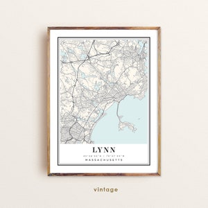 Lynn Massachusetts map, Lynn MA map, Lynn city map, Lynn print, Lynn poster, Lynn art, Lynn map, Custom city map image 1