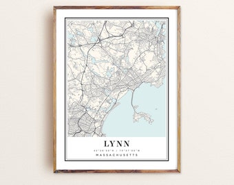 Lynn Massachusetts Map Art Print: Custom City Map