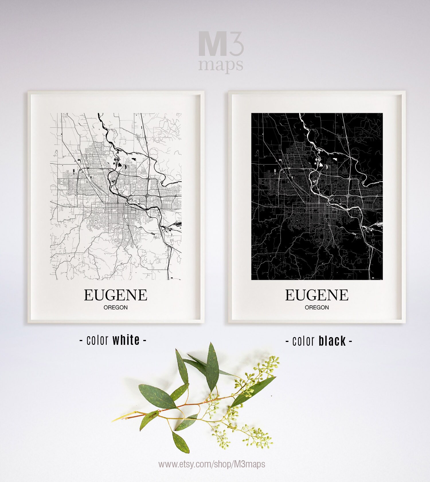Eugene Eugene OR Map Eugene Modern Art Print Eugene Wall Etsy