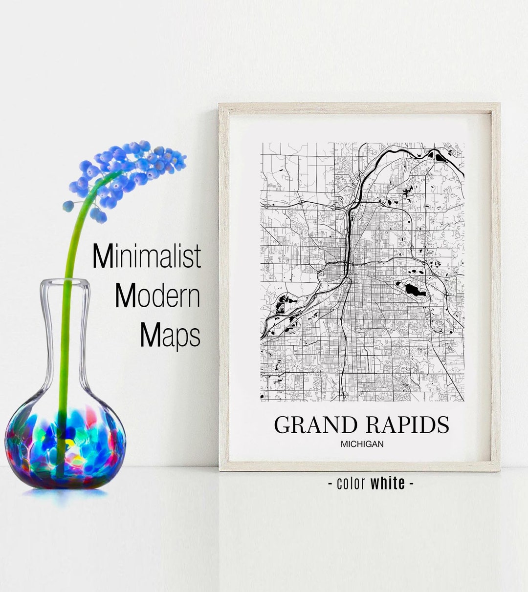 Grand Rapids, Grand Rapids MI Map, Grand Rapids Modern Art Print, Grand