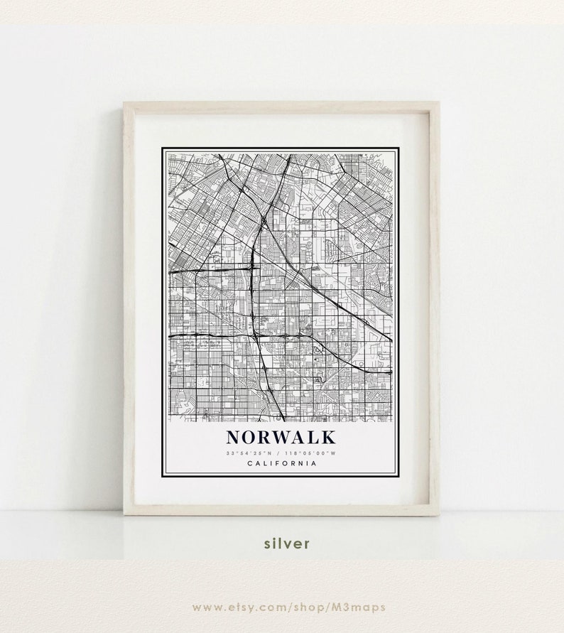 Norwalk print Norwalk art Norwalk map Norwalk city map Norwalk poster Norwalk California map Custom city map Norwalk CA map