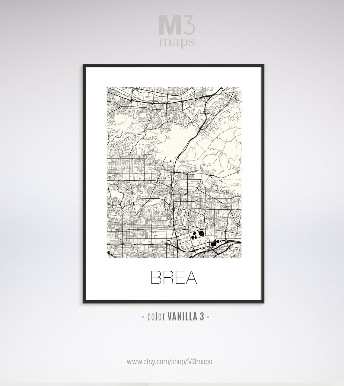 Brea California Brea CA Map Brea Map Brea Print Brea Etsy