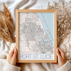 Port St. Lucie Florida kaart cadeau | Aangepaste stadsmuurkunst | Uniek woondecoratie | Florida-print in vintagestijl | Perfecte lokale souvenir