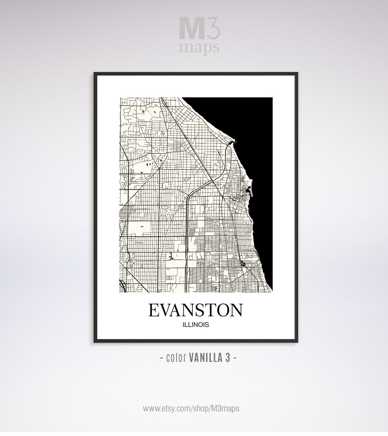 Evanston Evanston IL Map Evanston Modern Art Print Evanston | Etsy