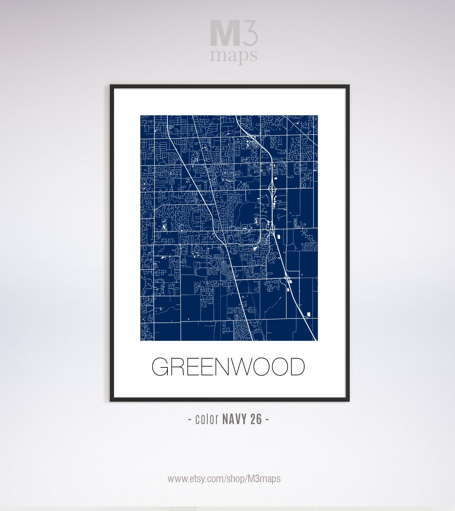 Greenwood Indiana Greenwood IN map Greenwood map Greenwood Etsy