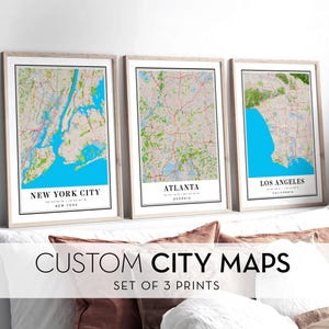 Personalized Set of 3 CUSTOM MAP Prints, Any Location Map, Set of 3 Customizable Map Art, Minimalist Map, Personalized Map, Map Gift