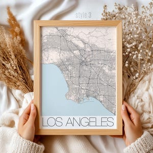 Los Angeles Karte Druck, Stadt Wandkunst, Kalifornien Urban Dekor, Reise Poster, Haus Büro Geschenk, moderne Karte Illustration, LA Stadtteil Karte