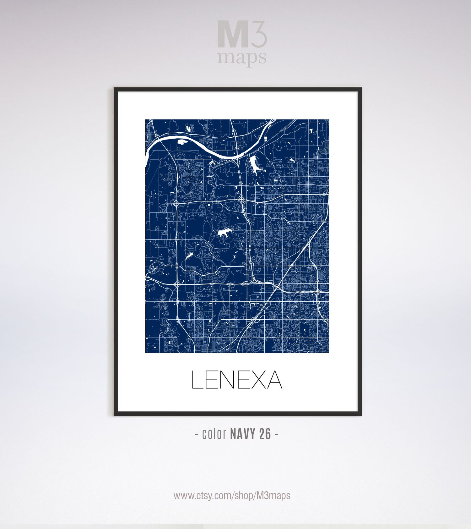 Lenexa Kansas Lenexa KS Map Lenexa Map Lenexa Print Lenexa Etsy