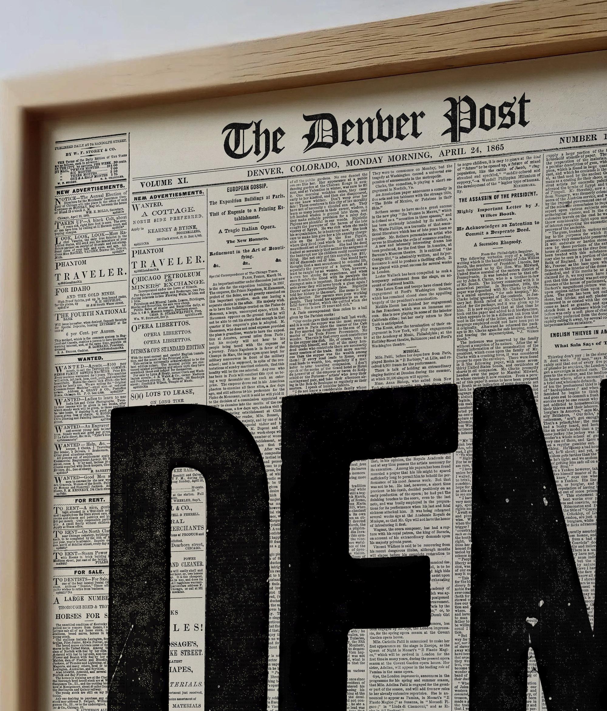 Denver Poster - Retro Newspaper City Wall Art Print - Gift for Traveler ...