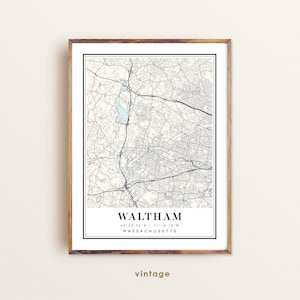 Waltham Massachusetts City Map Art Print