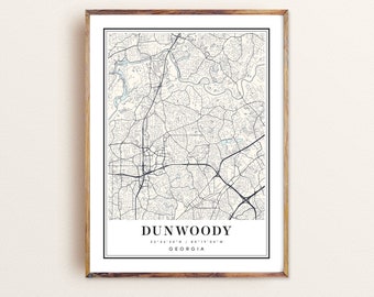 Dunwoody Georgia Map Art Print, Cityscape Poster