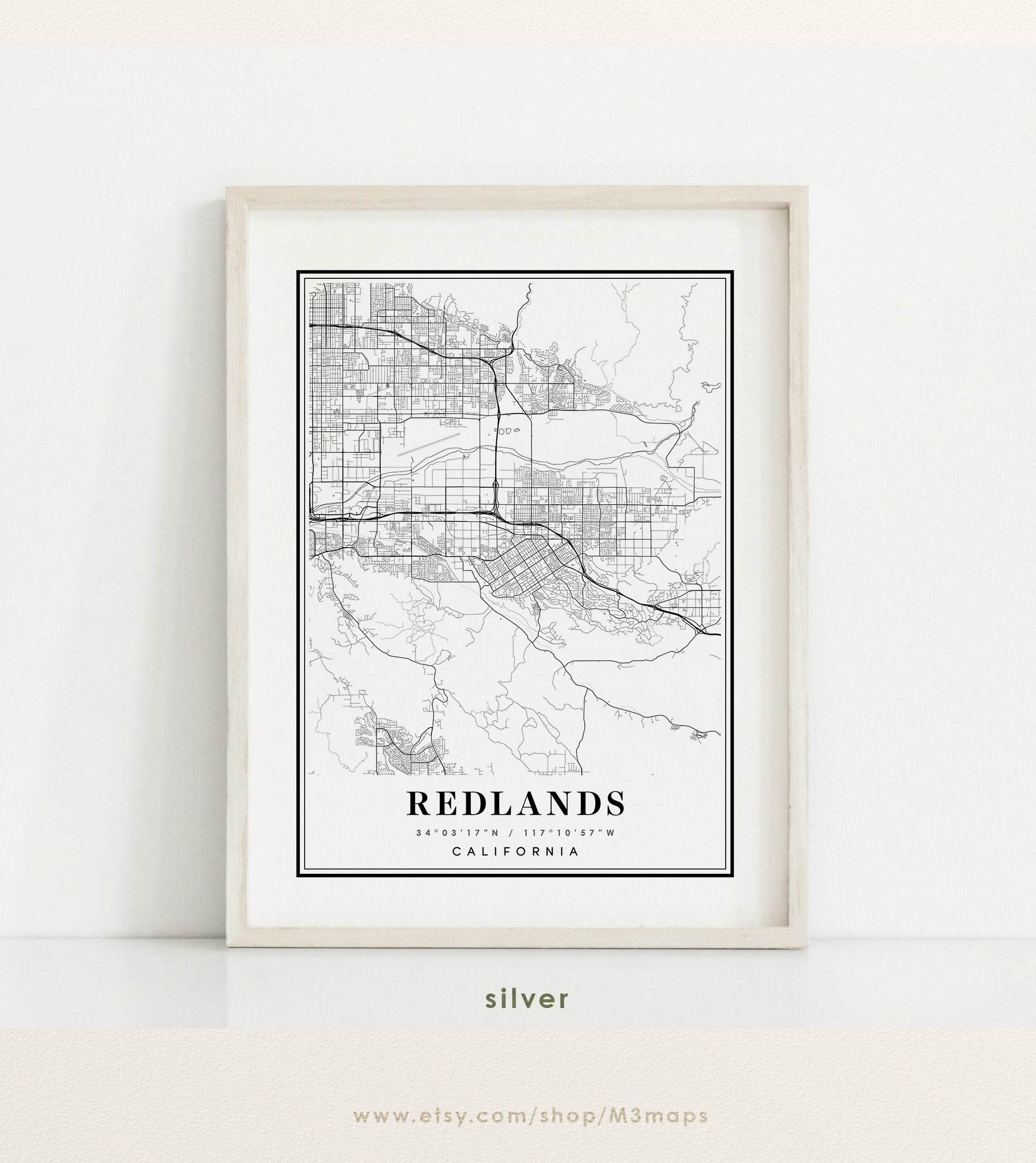 Redlands California Map Redlands CA Map Redlands City Map - Etsy