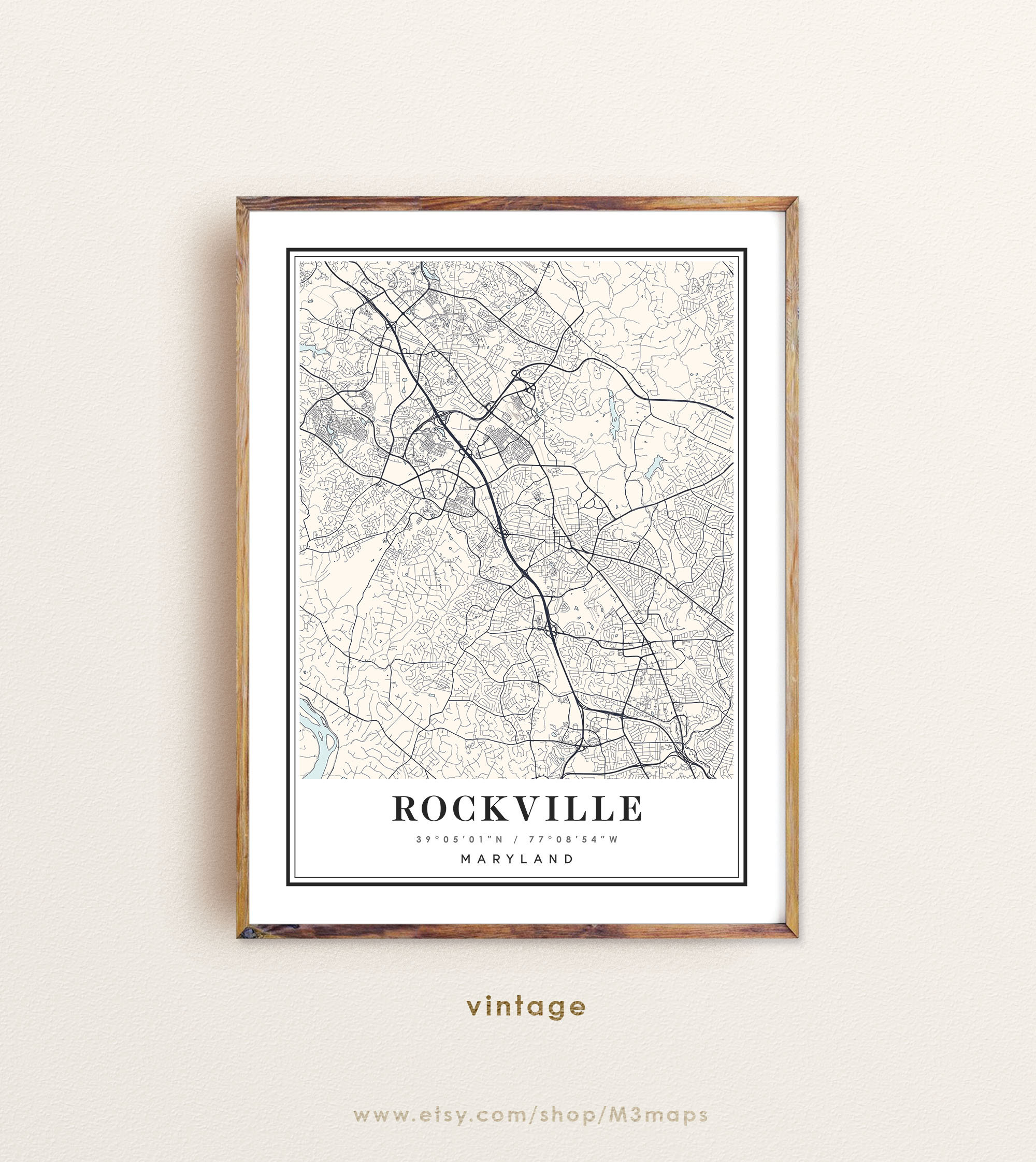 Rockville Maryland Map Rockville MD Map Rockville City Map Etsy