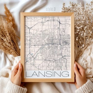 Lansing Michigan Map Gift | Vintage City Wall Art Print | Unique Travel Home Decor | Perfect Souvenir or Housewarming Present