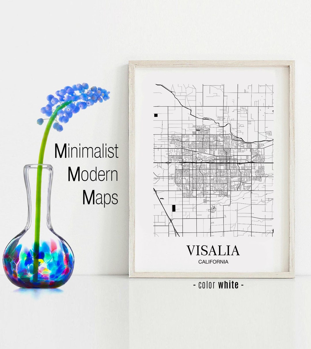 Visalia Visalia CA Map Visalia Modern Art Print Visalia Etsy