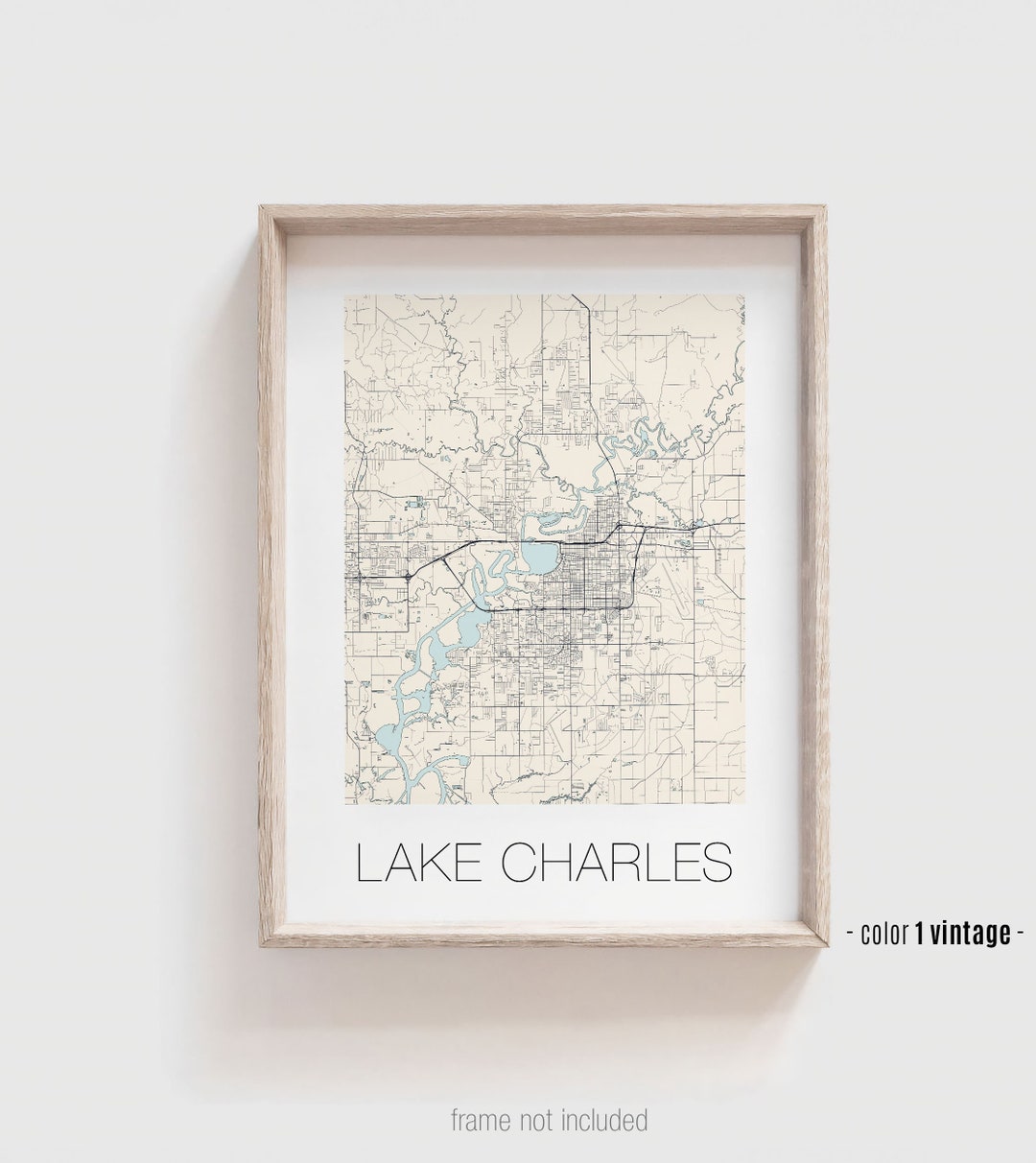LAKE CHARLES LA City Map Poster, Lake Charles Louisiana Street Map ...