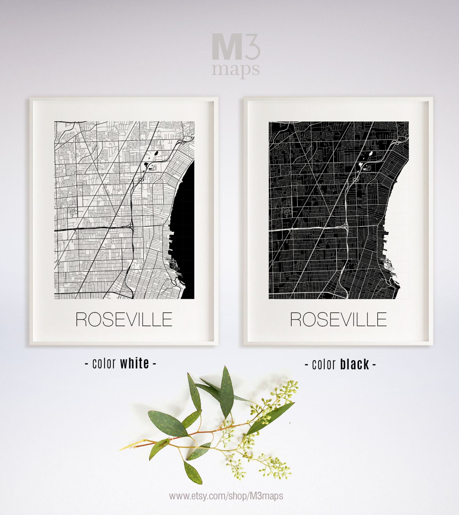 Roseville Michigan Roseville MI Map Roseville Map Roseville Etsy