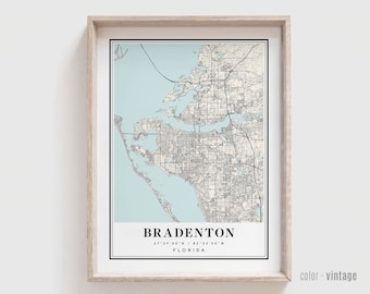 Bradenton FL Map Print - Bradenton Florida City Poster - Personalized Modern and Contemporary Art