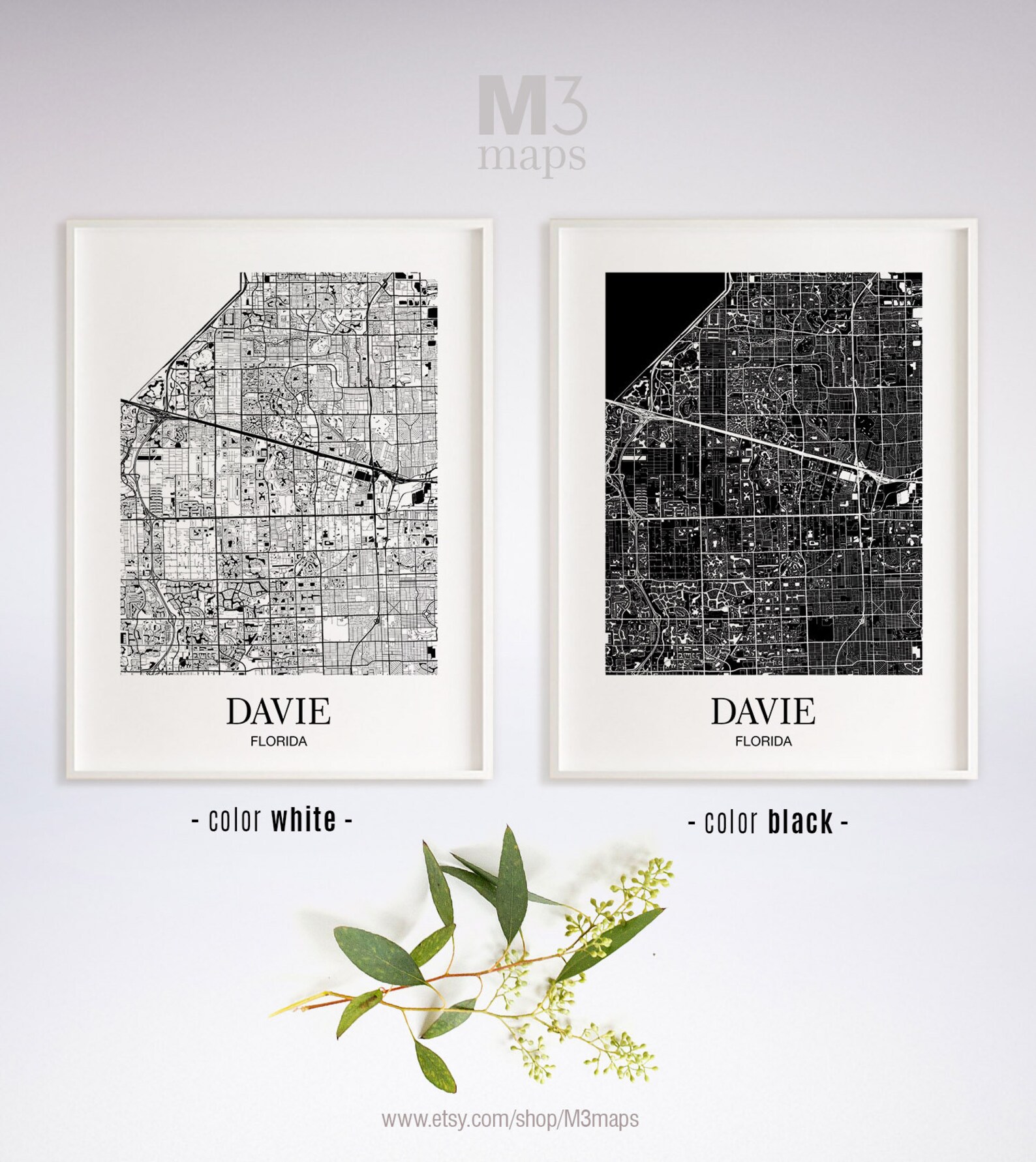Davie Davie FL Map Davie Modern Art Print Davie Wall Art | Etsy
