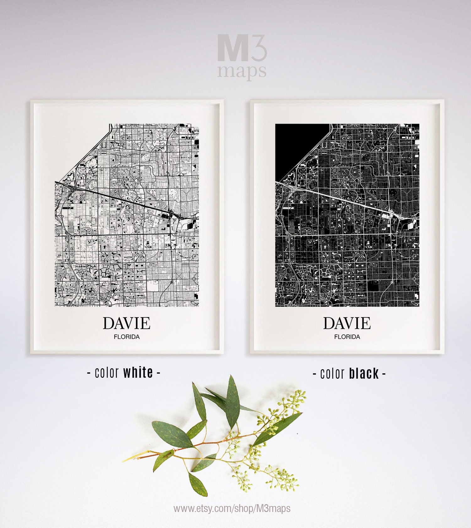 Davie Davie FL Map Davie Modern Art Print Davie Wall Art | Etsy