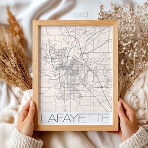 Lafayette Indiana Map Wall Art – Vintage City Print, Home Decor, Gift for Locals & Travelers, Detailed Street Map, Unique Indiana Poster