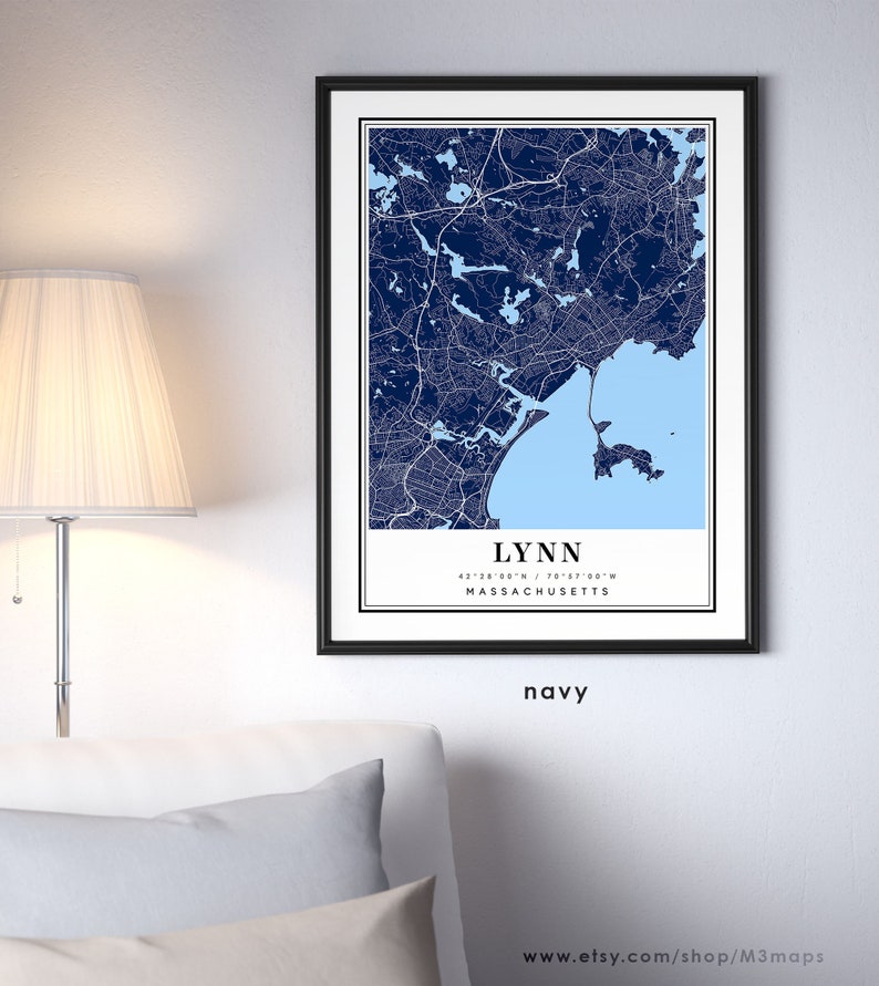 Lynn Massachusetts map, Lynn MA map, Lynn city map, Lynn print, Lynn poster, Lynn art, Lynn map, Custom city map image 6