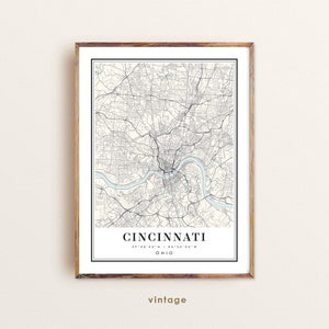Cincinnati Ohio Map Art Print: Cityscape Poster