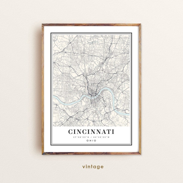 Cincinnati Ohio map, Cincinnati OH map, Cincinnati city map, Cincinnati print, Cincinnati poster, Cincinnati art, Cincinnati map, Custom map