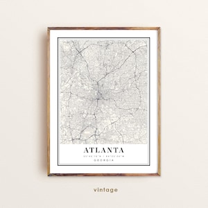 Atlanta City Map Art Print: Georgia, Custom Text Available